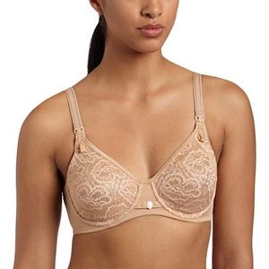 NEW Anita Underwire Seamless Lace Cup Kwik Klip Nursing Bra 5041 Beige Nude